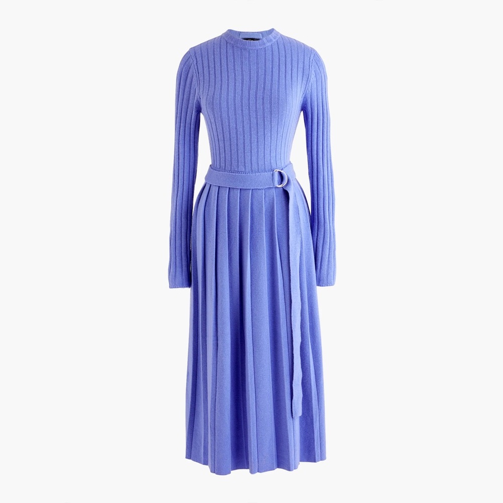 J. CREW BRIGHT HYDRANGEA MIDI SWEATER DRESS WITH PLEATED SKIRT Sz Sm